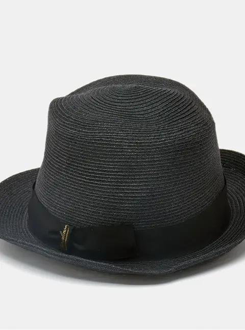 Borsalino Black Straw Treccia Canapa Hat