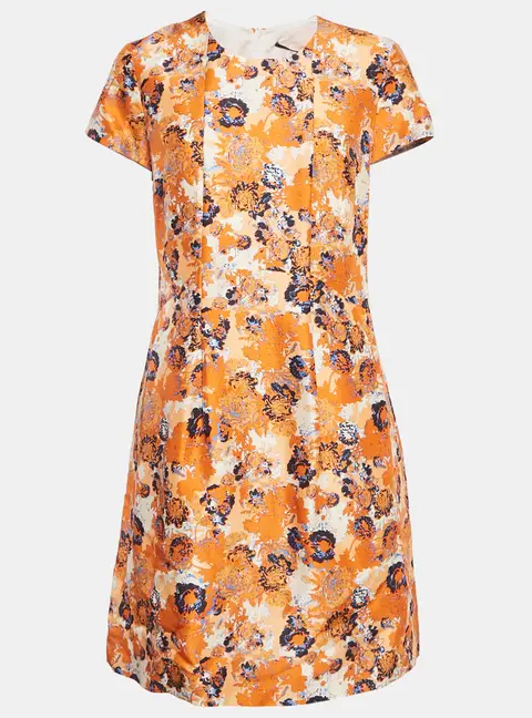 Boss By Hugo Boss Orange Floral Print Silk Short Dress M