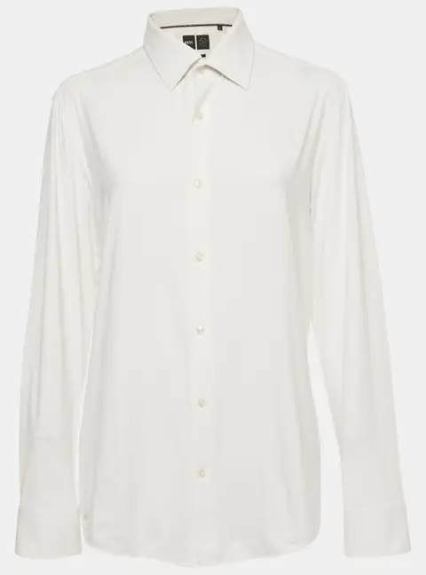 Boss By Hugo Boss White Jersey Button Front Shirt M