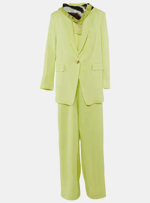 Boss by Hugo Boss Lime Yellow Crepe Jilllam/Tillla Suit Set L