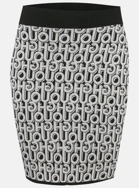 Hugo By Hugo Boss Black Logo Intarsia Knit Mini Skirt S