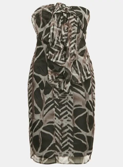 Boss By Hugo Boss Black Abstract Print Strapless Mini Dress S