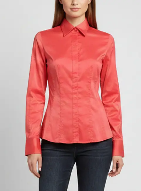Boss By Hugo Boss Red Stretch Cotton Fitted Bashina Shirt S