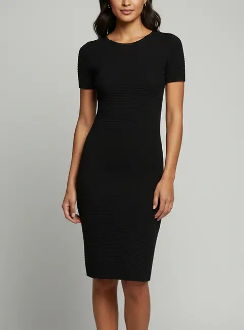 Boss by Hugo Boss Black Textured Knit Fenny Midi Dress XS