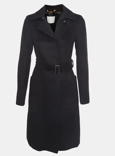 Boss By Hugo Boss Black Belted Long Sleeve Coat S