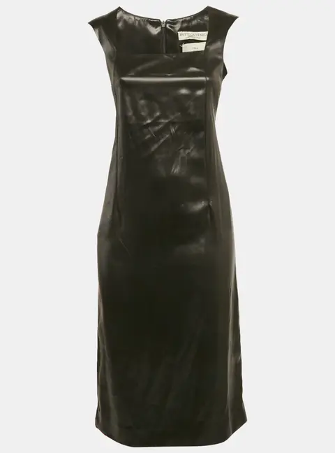 Bottega Veneta Black Leather Tank Dress XS