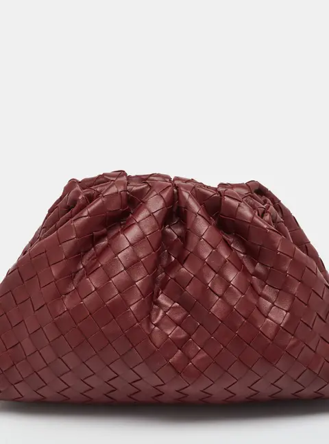 Bottega Veneta The Pouch Burgundy Intrecciato Leather Clutch