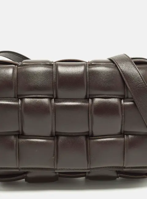 Bottega Veneta Cassette Brown Padded Intreccio Leather Shoulder Bag