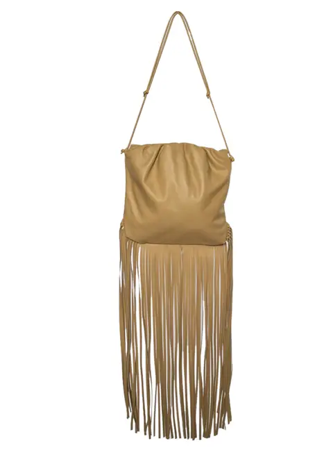 Bottega Veneta Beige Leather Fringe Pouch Hobo