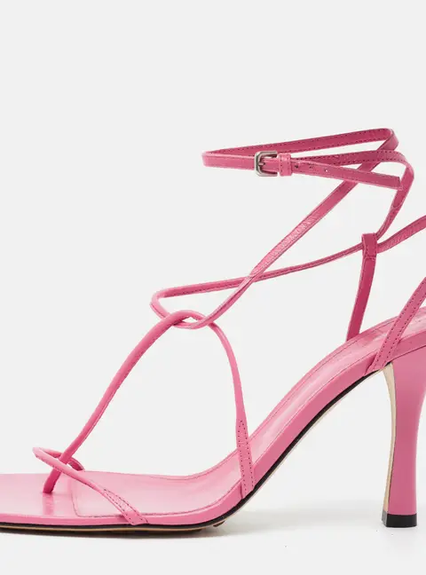 Bottega Veneta Size 41 Pink Leather Thong Ankle Strap Sandals