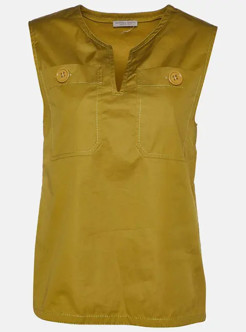 Bottega Veneta Green Cotton Sleeveless Top S
