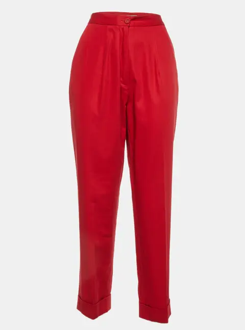 Bottega Veneta Red Cotton Pleated Pants M