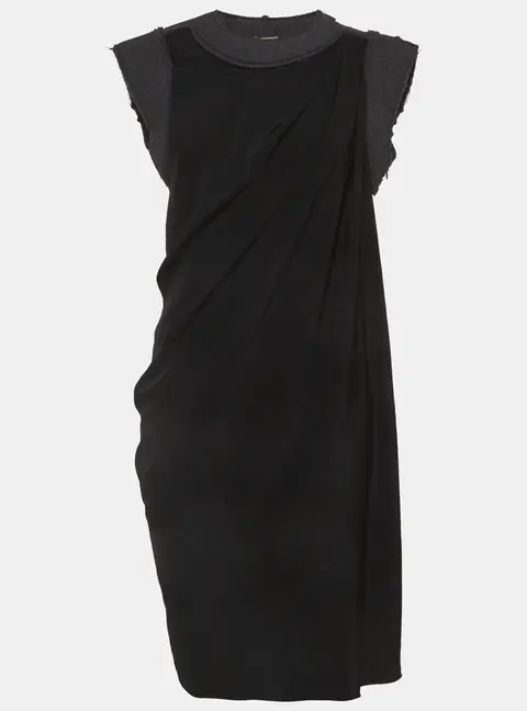 Bottega Veneta Black Jersey Wool Trim Mini Dress S