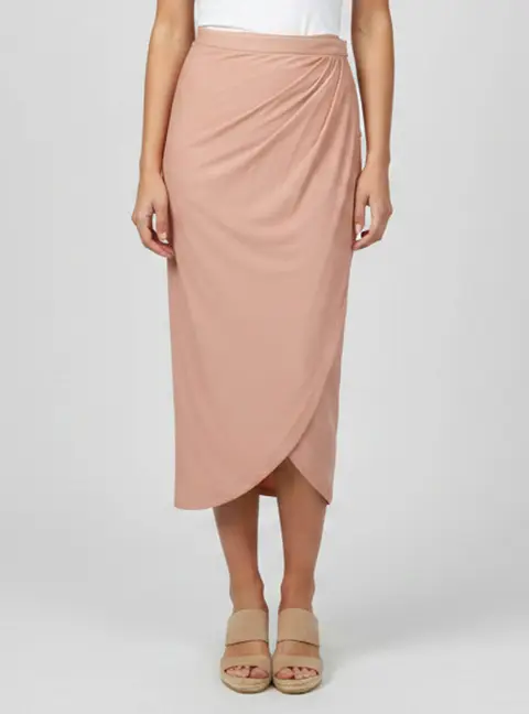 Bottega Veneta Neutral Draped Jersey Asymmetric Midi Skirt S