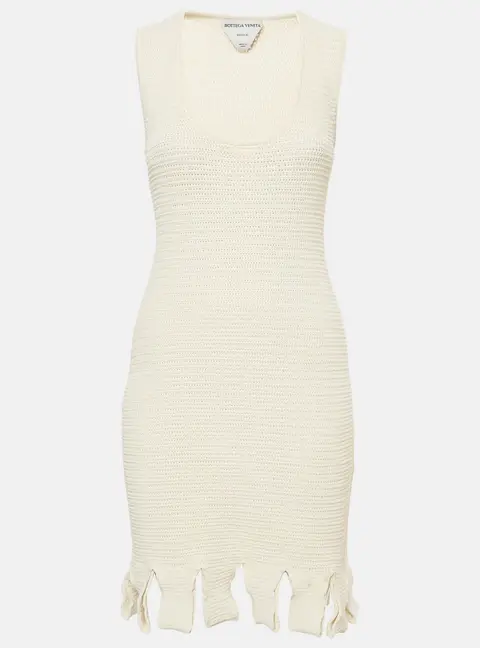 Bottega Veneta White Knit Scoop Neck Sleeveless Mini Dress S