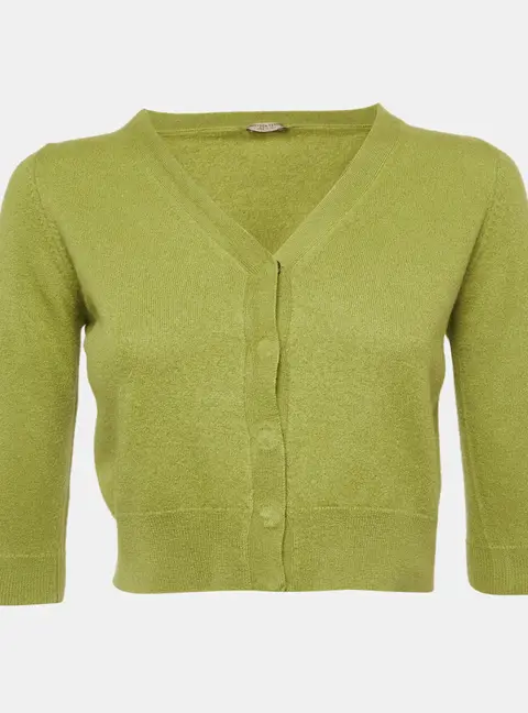 Bottega Veneta Light Green Cashmere Cropped Cardigan S
