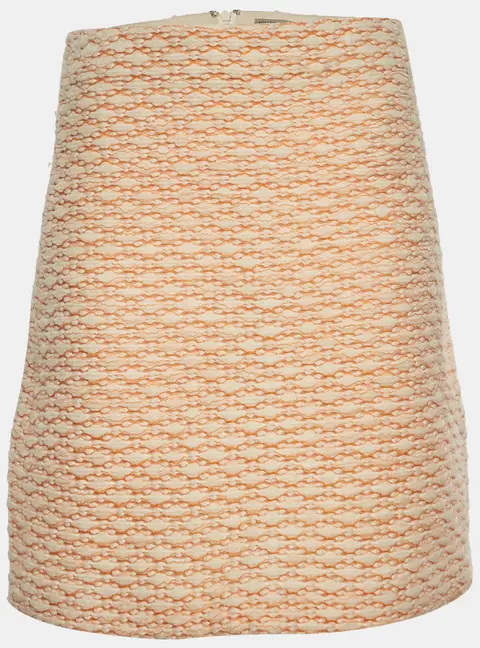Bottega Veneta Orange Wool Blend Tweed Knee Length Skirt S