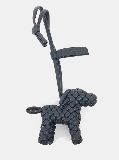 Bottega Veneta Black Leather Dog Bag Charm