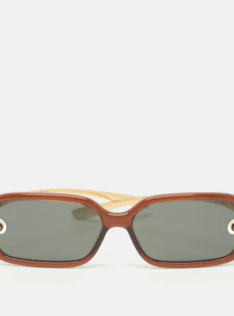 Bottega Veneta Black/Brown Acetate BV1439S 005 Rectangular Sunglasses