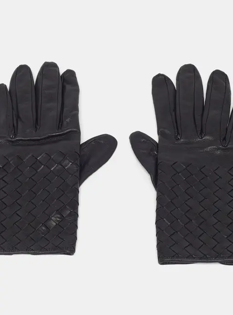 Bottega Veneta Gloves Intrecciato Black Leather M