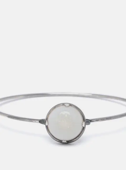 Bottega Veneta Silver 925 White Cabochon Bracelet S