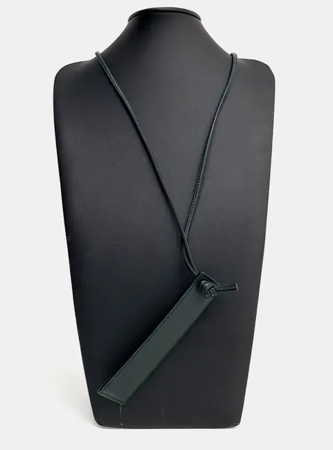 Bottega Veneta Leather Dark Green Pen Holder And Necklace