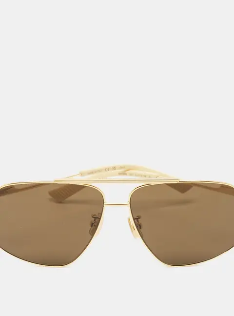 Bottega Veneta Brown/Gold Tone BV1194S Aviator Sunglasses