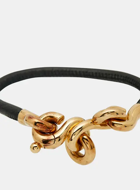 Bottega Veneta Leather Gold Plated Sterling Silver Bracelet