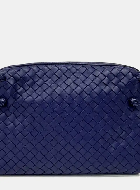 Bottega Veneta Purple Leather Mesh Crossbody Bag