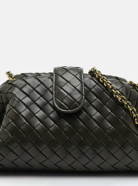 Bottega Veneta The Lauren 1980 Small Olive Green Intrecciato Leather Chain Clutch