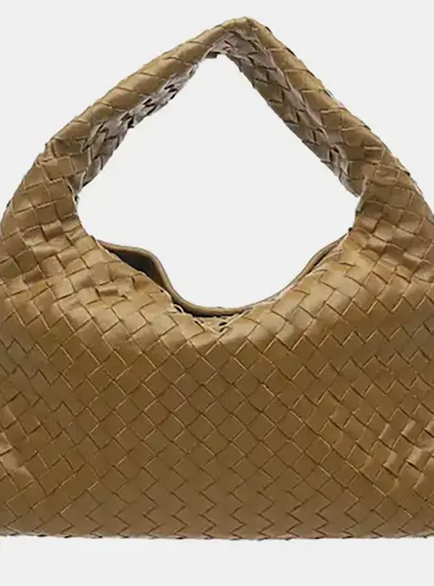 Bottega Veneta Hop Small Brown Intrecciato Calfskin Leather Shoulder Bag