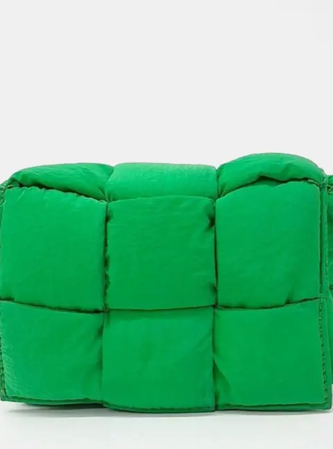 Bottega Veneta Candy Padded Tech Cassette Mini Parakeet Green Nylon Crossbody Bag