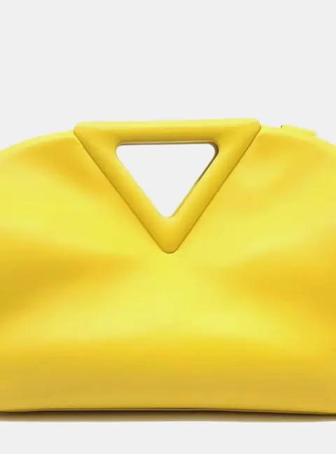 Bottega Veneta Yellow Leather Point Top Handle Bag