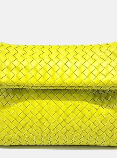 Bottega Veneta Yellow Nappa Intrecciato The Fold Crossbody Bag