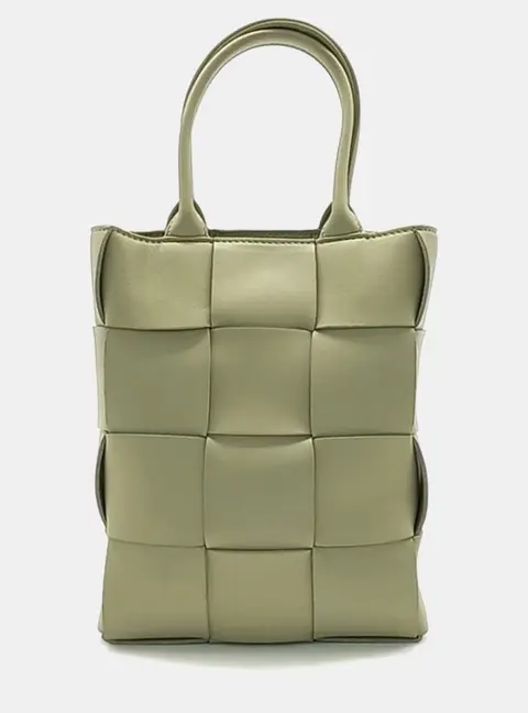 Bottega Veneta Mini Cassette Travertine Lambskin Leather Tote Bag