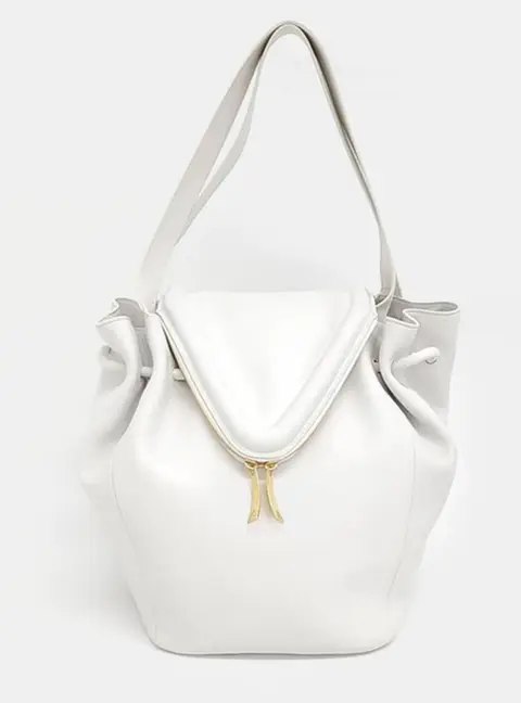 Bottega Veneta White Leather Beak Tote Bag
