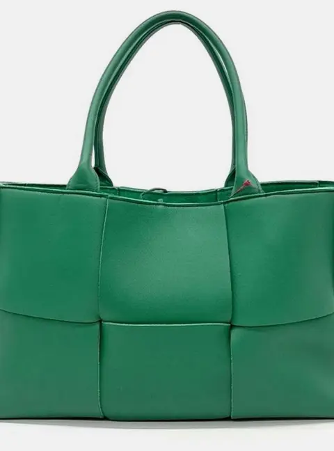 Bottega Veneta Arco Small Parakeet Green Intrecciato Leather Tote Bag