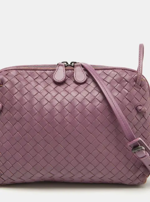 Bottega Veneta Mauve Purple Intrecciato Leather Nodini Shoulder Bag
