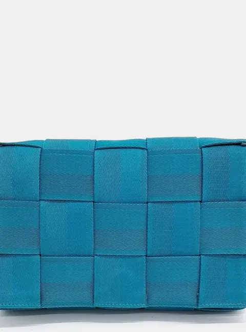 Bottega Veneta Blue Fabric Web Cassette Bag