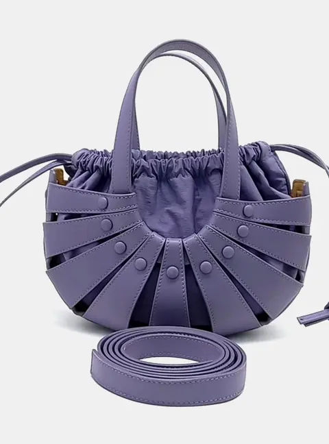 Bottega Veneta Purple Leather The Shell Tote Bag