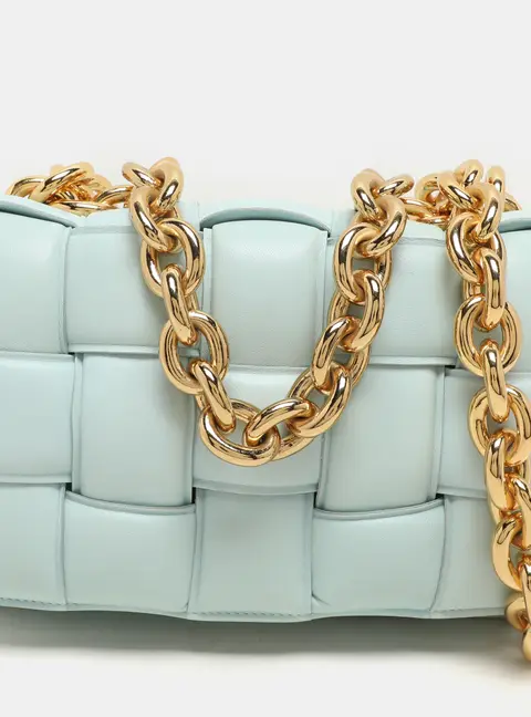 Bottega Veneta Blue Padded Intrecciato Leather Chain Cassette Shoulder Bag