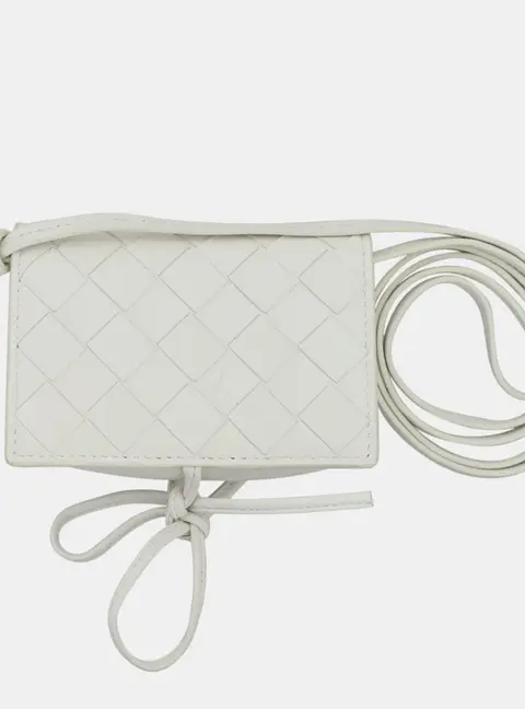 Bottega Veneta Intrecciato Mini White Nappa Leather Crossbody Bag