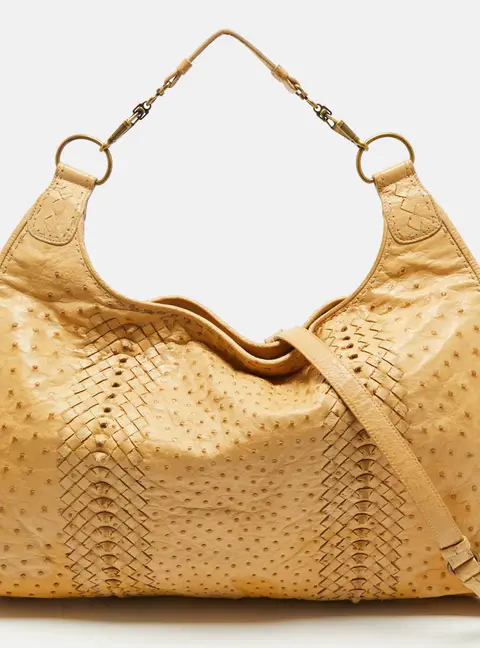 Bottega Veneta Tan Ostrich Leather Hobos
