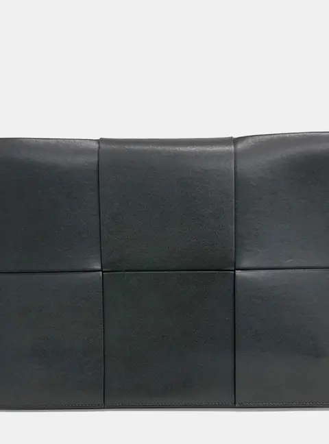 Bottega Veneta Large Maxi Intrecciato Arco Black Calfskin Leather Document Case Bag