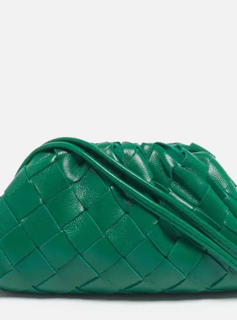Bottega Veneta Green Intrecciato Leather Extra Mini Pouch Bag