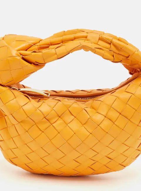 Bottega Veneta Orange Intrecciato Leather Mini BV Jodie Hobo