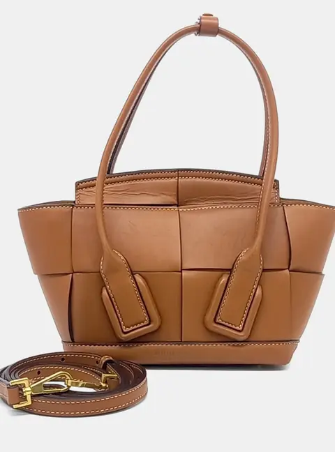 Bottega Veneta Arco Mini Brown Calfskin Leather Top Handle Bag