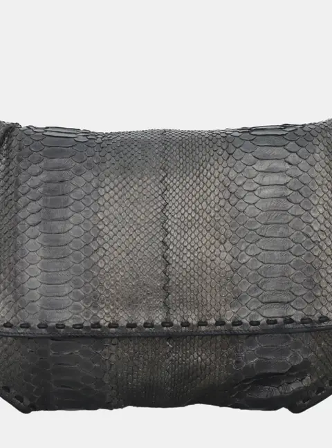 Bottega Veneta Flap Shoulder Grey Python Leather Shoulder Bag