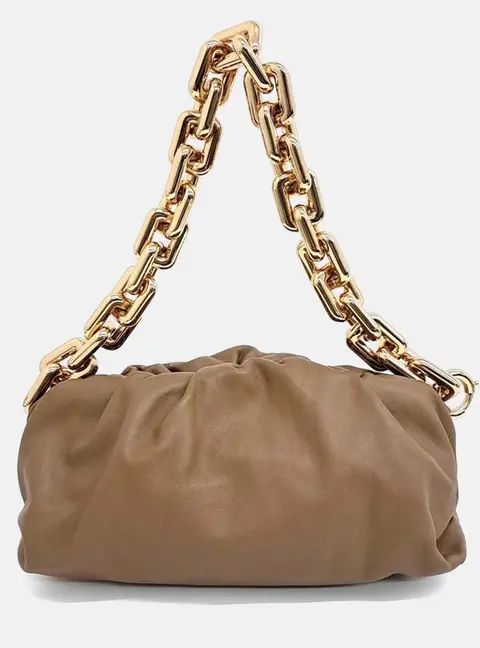 Bottega Veneta Brown Leather Chain Shoulder Bag