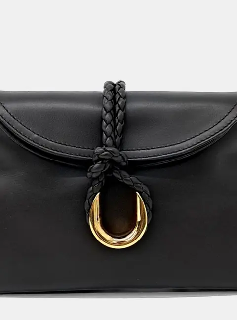Bottega Veneta Liberta Baby Black Leather Clutch Bag